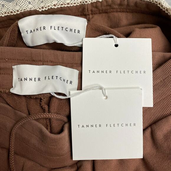 Tanner Fletcher Genderless Brown Lace Trim Pullover Hoodie & Jogger Set S $640 - Picture 15 of 16